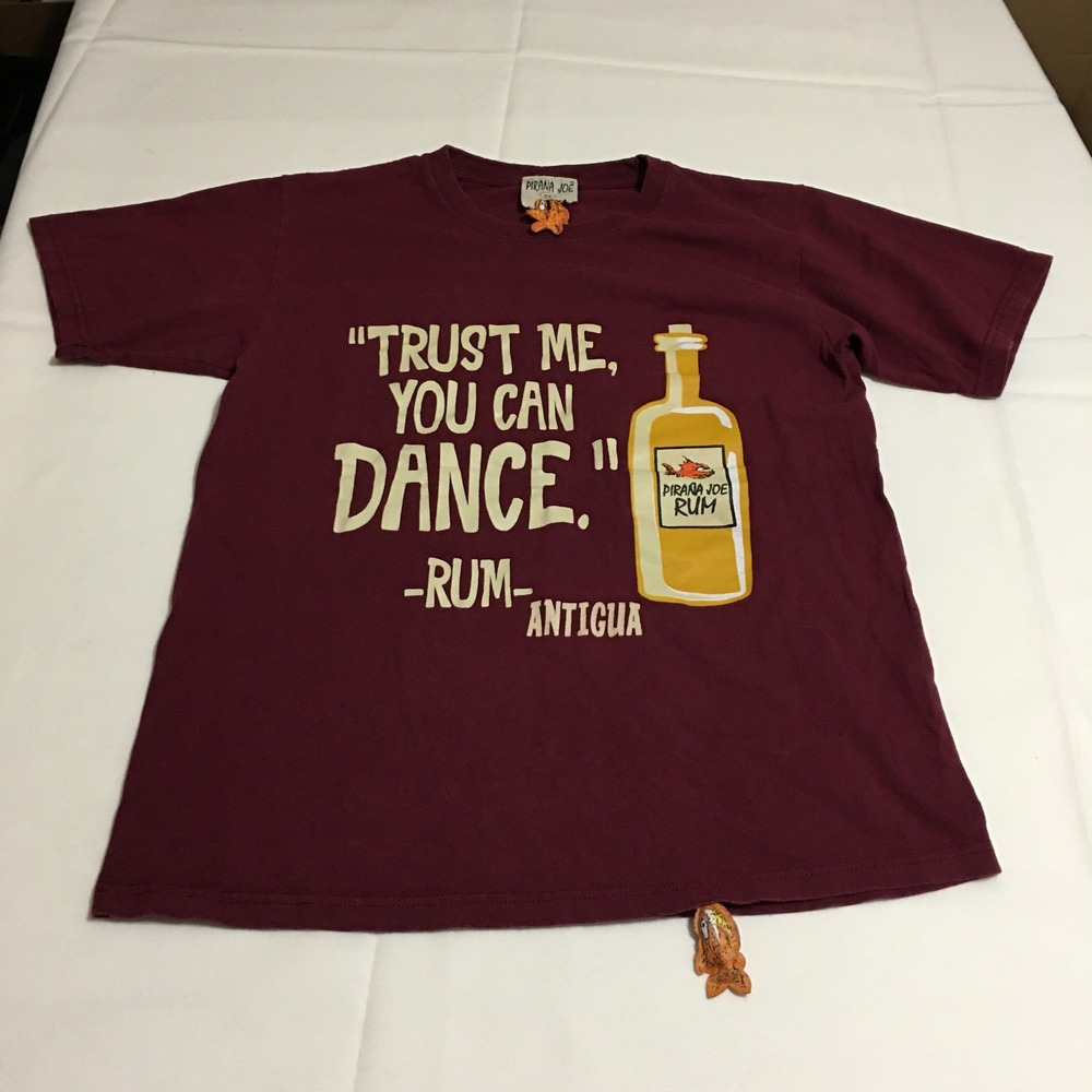 Pirana Joe T-Shirt Mens Medium Maroon Rum Antigua Graphic Short Sleeve